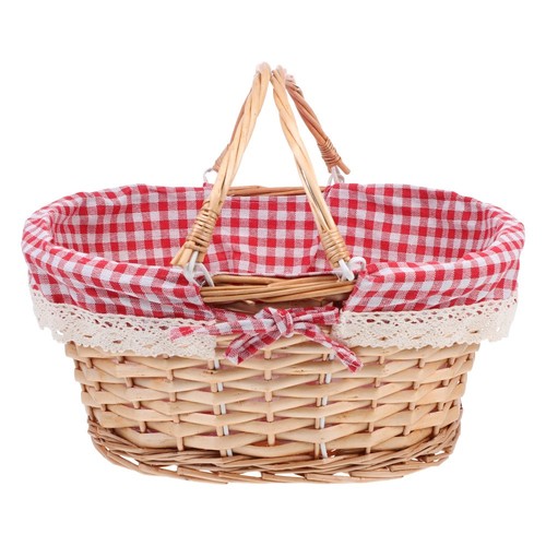 Panier Pique-nique Vintage En Osier – 7x12x18 Pouces, Joli Panier, état Très Bon