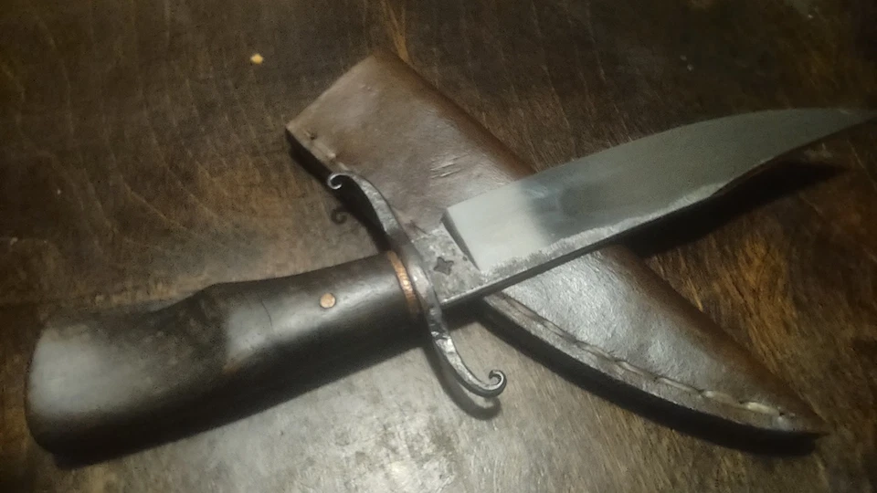 Custom Handmade in the USA wood Handled Bowie Knife With Leather Sheath - Image 3 of 4