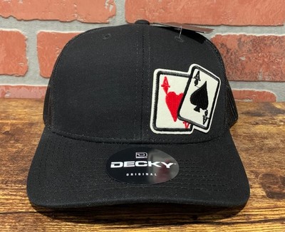 Pair of Aces Embroidered Black Decky 6021 Mid Profile Trucker Snapback Hat