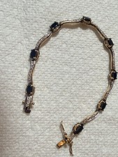 Diamond and Sapphire Tennis Bracelet Sterling...