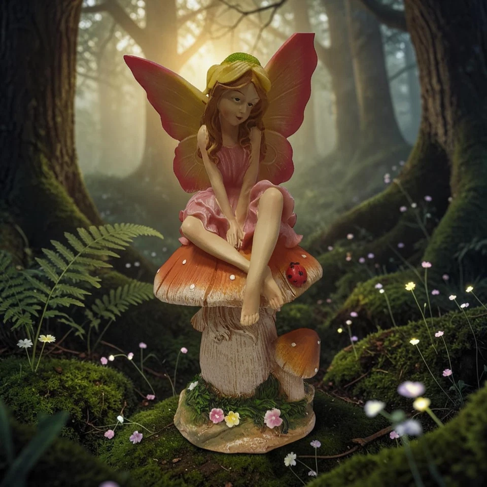Fairy Garden Statue Mushroom Pixie Ornament Toadstool Outdoor Decor - Image 1 of 4