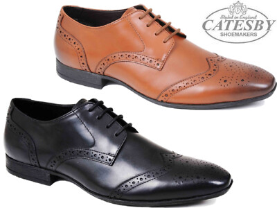 Herren Leder Formell Brogues Elegant Catesby Hochzeit Smart Schnürschuhe Derby Schuhe