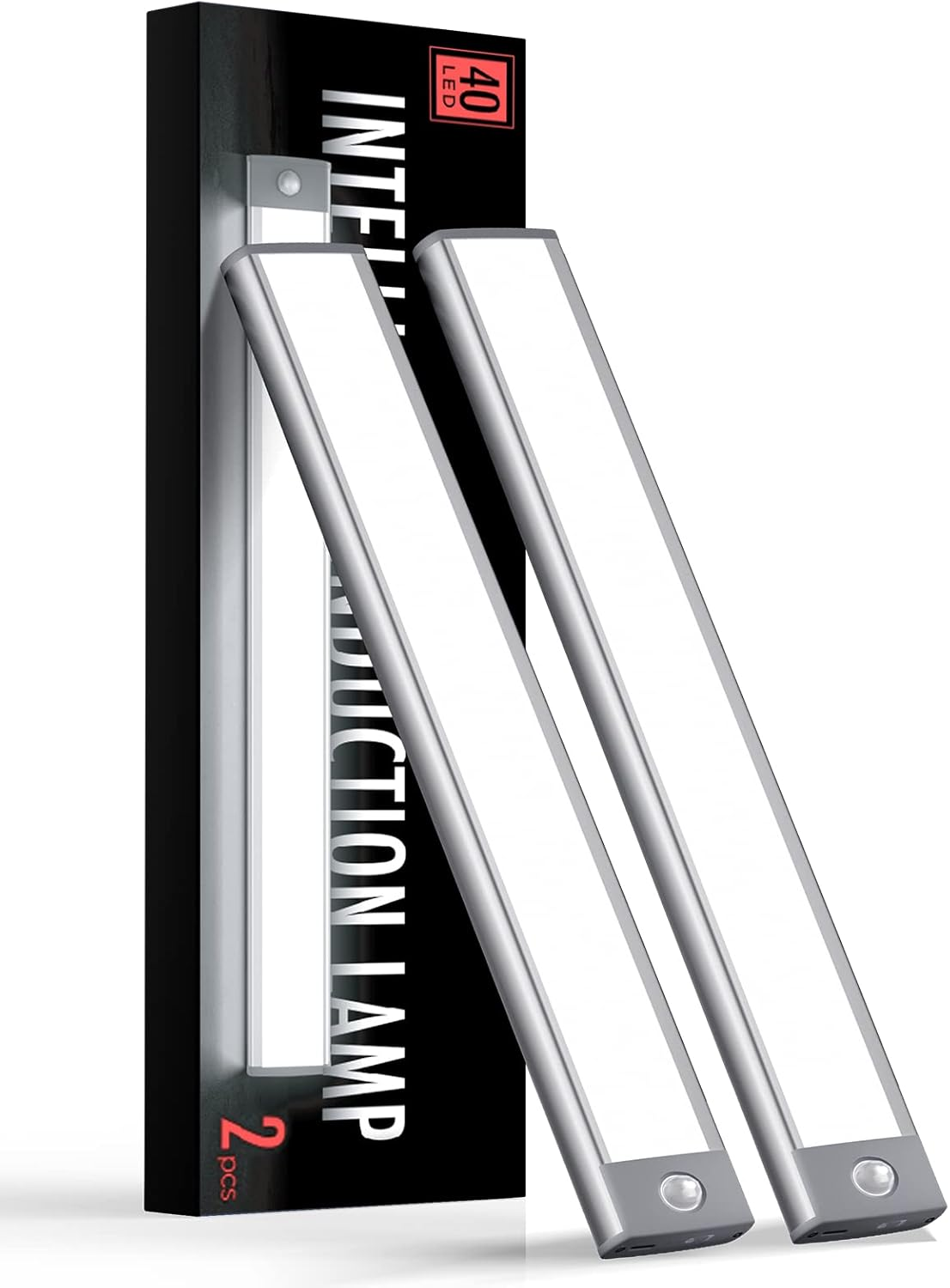 Under Cabinet Lighting（2 Pack）, Rechargeable Battery Operated 40 LED White Light