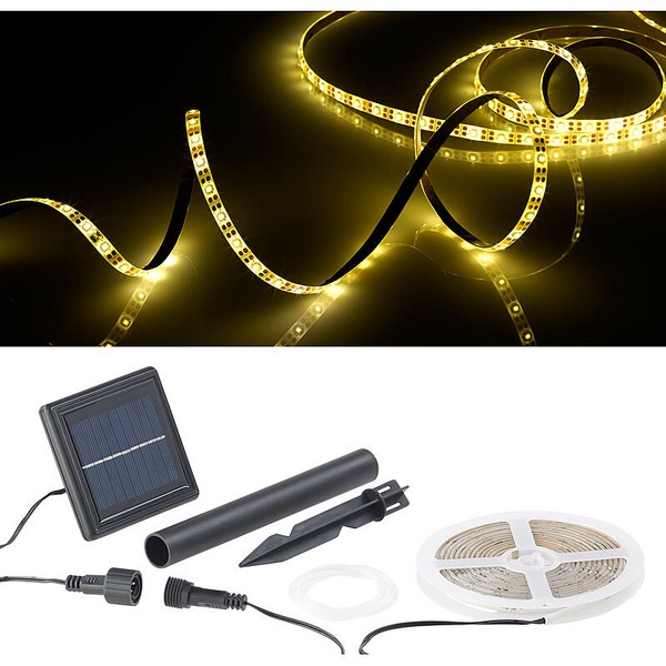 Lunartec Solar-Led-Streifen Mit 180 WarmweißEn Leds, 3 M, Wetterfest IP65-image