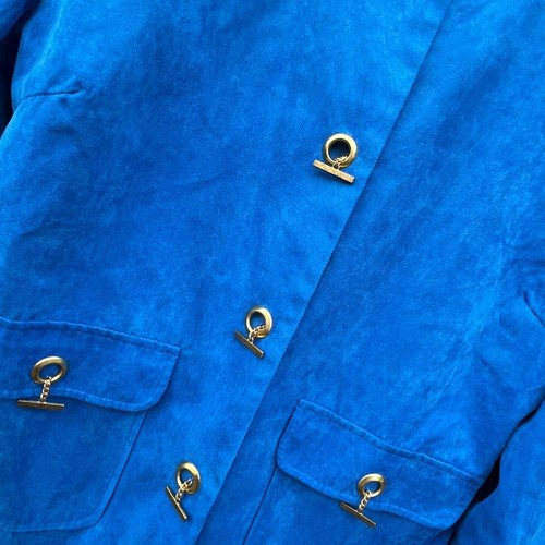 Joni B Blue Suede Women’s Jacket with Gold Hardware XL - Picture 4 of 9