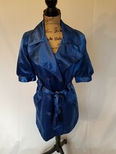 Marciano Women's Royal Blue Capped Sleeves Trench Coat Size M