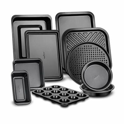 NutriChef NCBS10S 10-Piece Kitchen Oven Baking Pans - Carbon Steel Bakeware