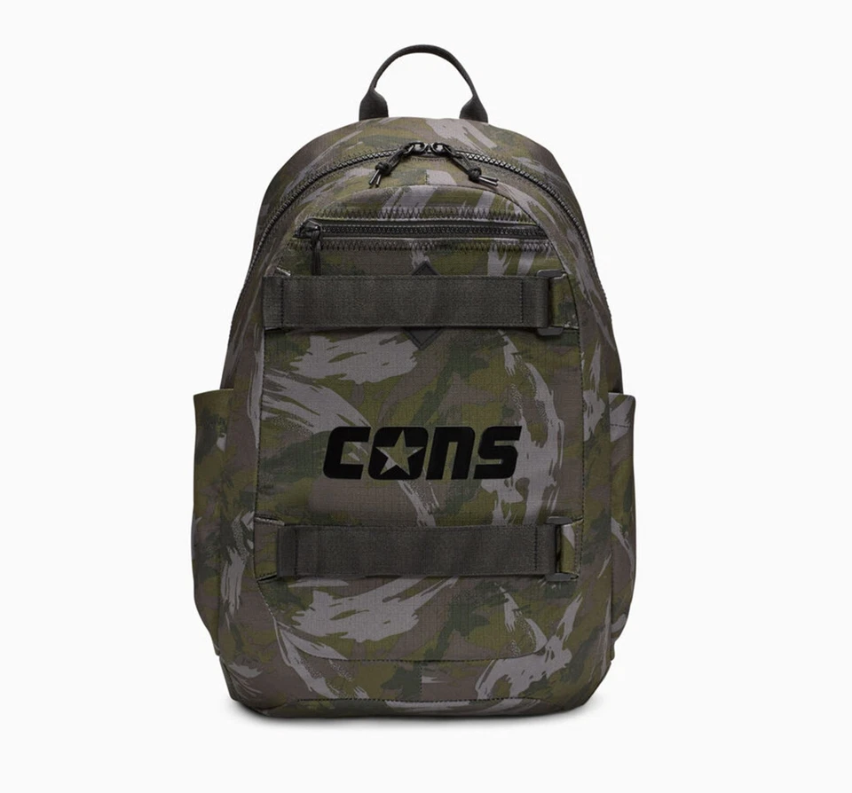 Mochila utilitária camuflada CONVERSE laptop manga garrafa alças de skate bolsos - Imagem 2 de 4