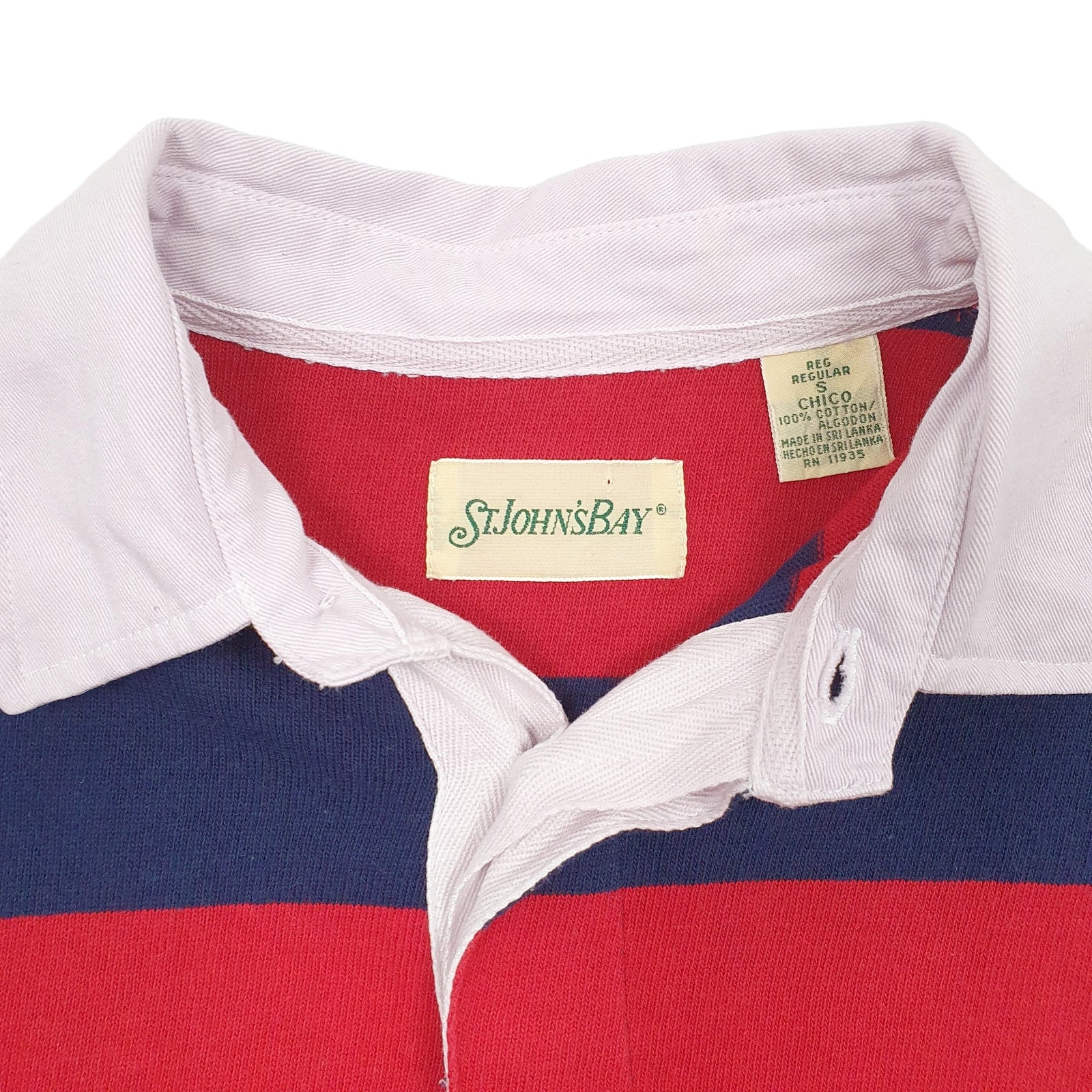 ST JOHN'S BAY Red Polo Shirt Rugby Long Sleeve Cotton Mens S image 3
