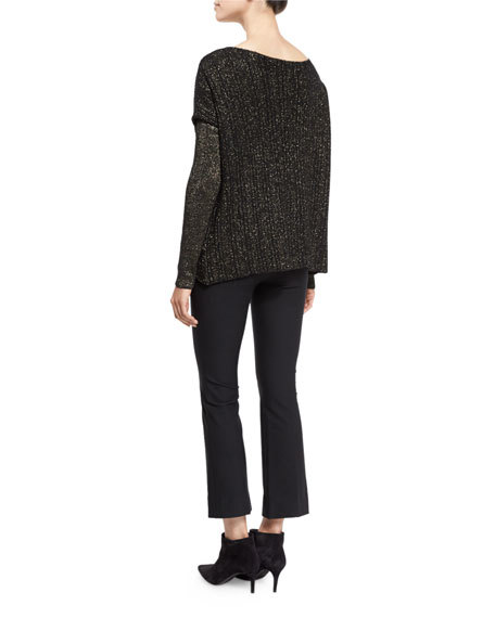Pull Derek Lam 10 Crosby Devant Croisé Laine Mélangée Noir/or Métallisé - Taille L - Neuf Avec étiquette