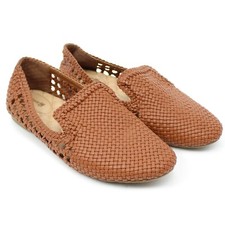 Birdies The Starling Cognac Woven Vegan Leather Slip-On Loafer Summer Flats 7.5