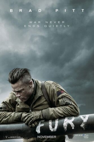 Fury (2014) - Movie Poster Brad Pitt War Films 36x24" 48x32" Art Silk Print - Picture 1 of 3