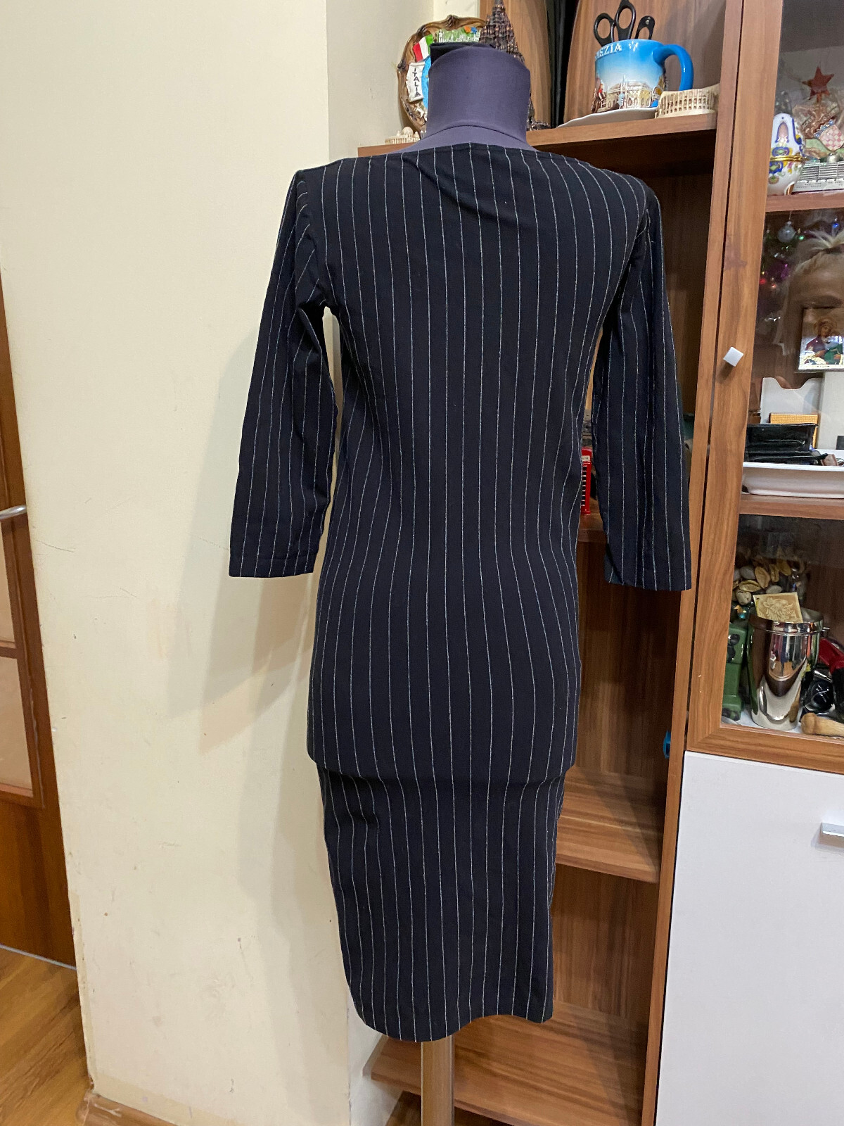 WOLFORD VELVET MIX BLACK STRETCH JERSEY STRIPED BODYCON DRESSSMALL eBay