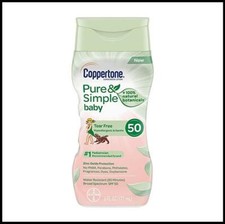 Coppertone Pure  Simple Baby Sunscreen SPF 50 6oz Zinc Oxide 24 Tear Free
