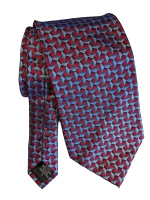 Dockers Men s Nectkie - 100% Silk - Red Blue Geometrical Diamond Design - 58'' 
