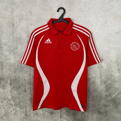 AJAX AMSTERDAM 2007 2008 TRAINING FOOTBALL POLO SHIRT ADIDAS TRACK JERSEY SIZE M