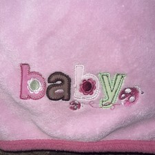 Just One Year B a b y Flower Ladybug Pink Plush Fleece Baby Girl Blanket EUC