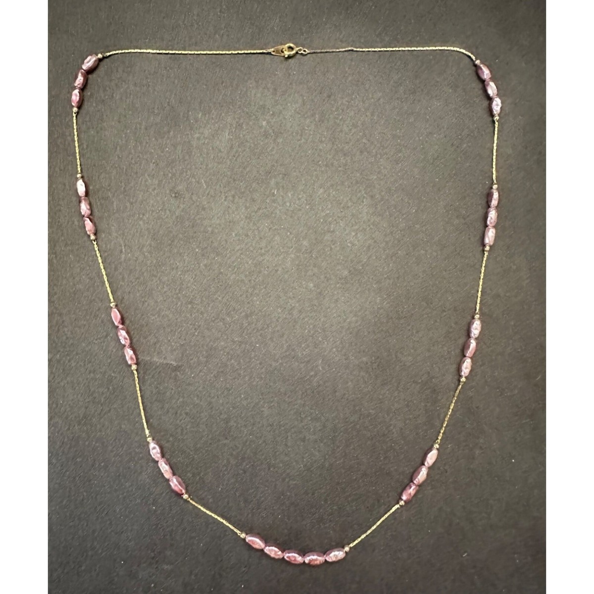 Goldtone and Purple Rice Pearl Station Necklace | eBay