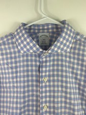 Brooks Brothers Regent 17 6/7 NonIron Blue Orange Plaid 100 Cotton Dress Shirt