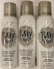 PUNKY COLOR SILVER GLITTER TEMPORARY HAIR  BODY SPRAY 100G/3.5OZ 3 CANS