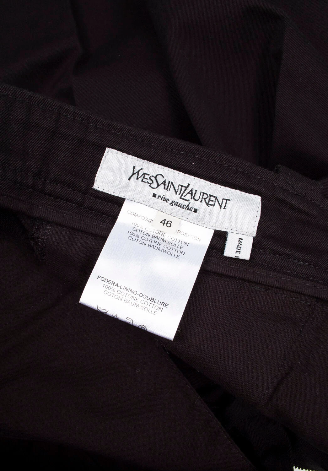 SAINT LAURENT (YSL) Yves Saint Laurent Pantaloni Gamba Dritta Rive Gauche Uomo Pantaloni Vintage IT46 S