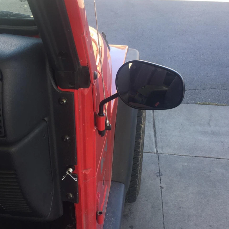 Espejos retrovisores laterales de vástago largo negros para Jeep Wrangler JK CJ YJ TJ 87-19 Foto 3 de 4