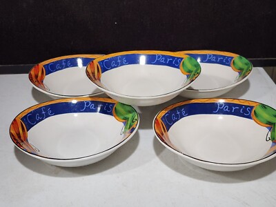 SET OF 5- Vintage SANGO CAFE PARIS  Soup / Cereal Bowls 8''