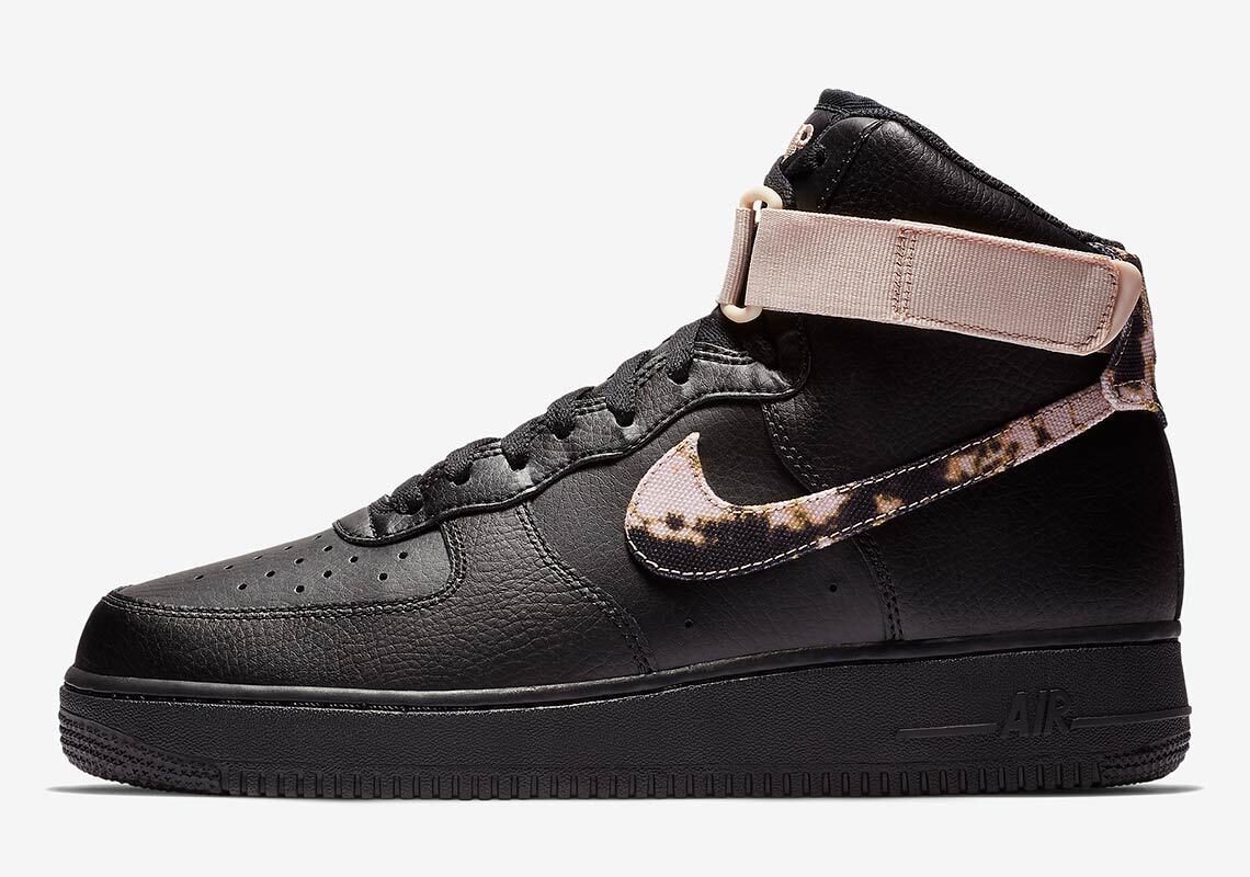 Nike Air Force 1 High Print Acid Wash Pack Black Beige AR1954-002 sz 9 Mens