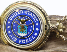 UNITED STATES AIR FORCE DIAL ON QUARTZ POCKET WATCH 46.5mm RUNS SO 