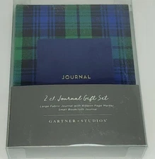 Gartner Studios Journal Gift Set, 2ct, Green Flannel With Small Blue Book Cloth