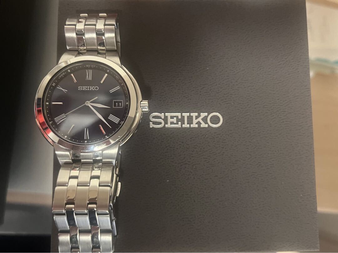 Seiko Solar Sbtm283 Analog Quartz Men Watch Radio Vintage Collectable