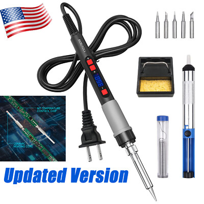 90W Soldering Iron Gun Kit Adjustable Temperature Welding Solder Wire Flux Paste