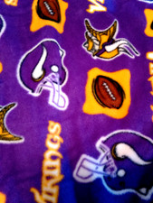 NFL Minnesota Vikings Fleece Fabric Sold By The Yard 47" x 60" wide