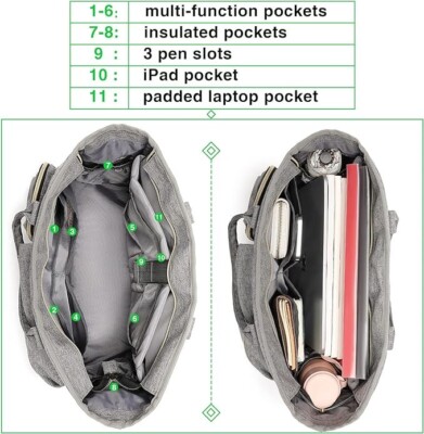 Teacher Tote Bag With Padded Laptop Sleeve Messenger