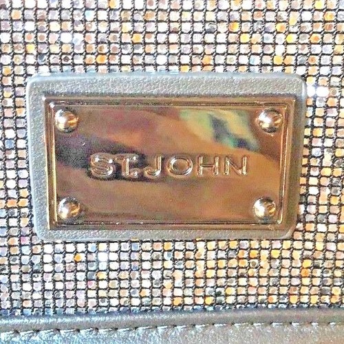 Bolso clutch bandolera de cuero y lentejuelas colección St. John nuevo con etiquetas - Imagen 7 de 11