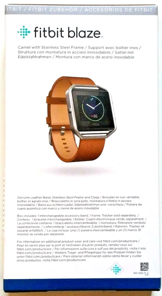 Pulsera y marco de cuero de repuesto Fitbit Blaze REAL grande marrón camel OEM Foto 2 de 4