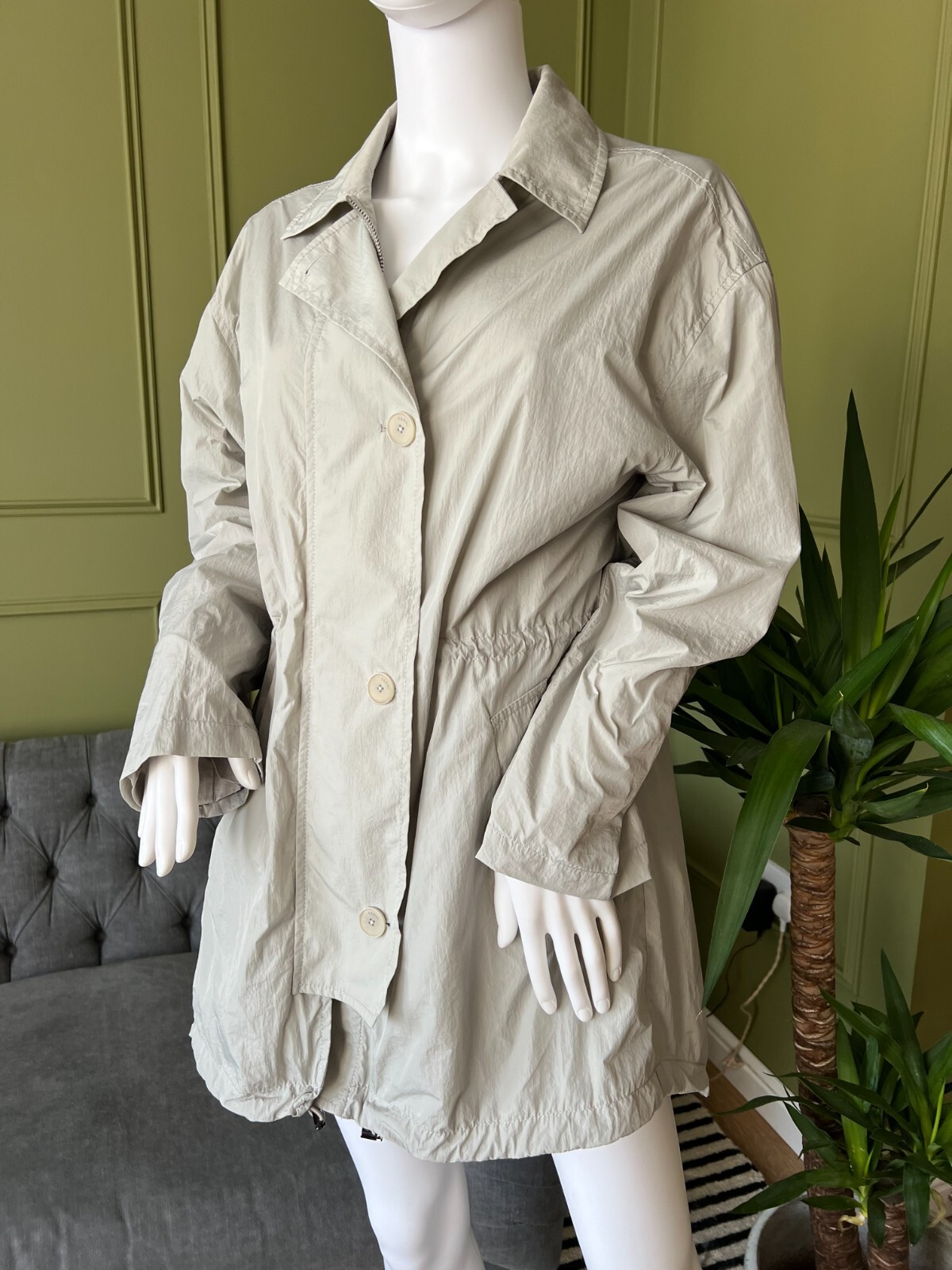 Nicole Farhi Light Grey Trench Coat Size UK 10