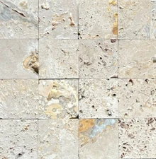 Ivory Rustic Scabos 4x4 Brushed Travertine Floor and Wall Backsplash Tile 1 SF