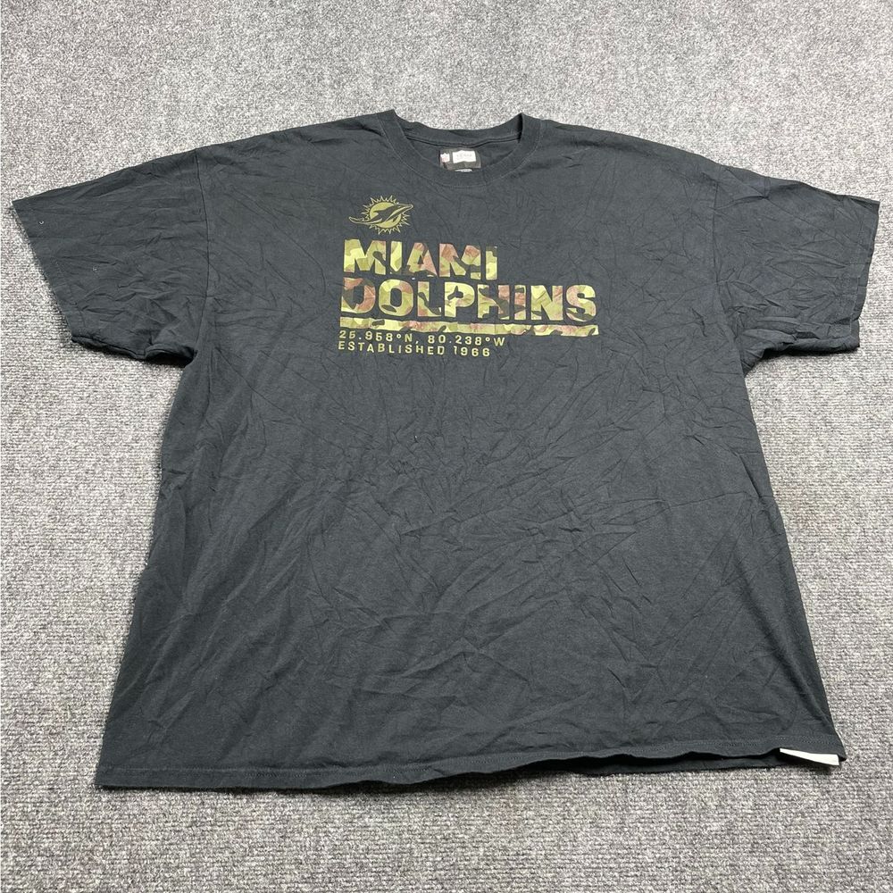 NFL Team Apparel Men's Black T-Shirt Short Sleeve Miami Dolphins Size 2XL