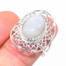 Rainbow Moonstone Gemstone 925 Sterling Silver Jewelry All Size Ring For Gift