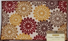PRINTED NYLON KITCHEN RUG 17" x 28" COLORFUL FLOWERS 4, rectangle by BH