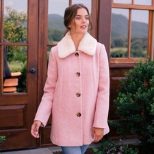 Gal Meets Glam Eloise Check Coat With Faux Fur Trim Large