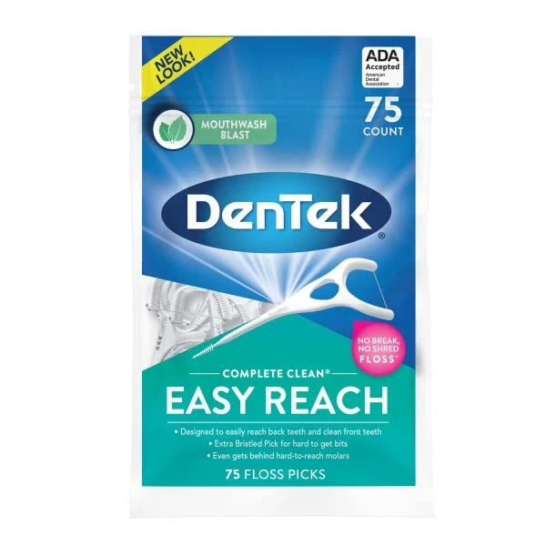 DenTek Complete Clean Floss Picks 75 unidades paquete de 6 sabor a menta cuidado dental Foto 2 de 4