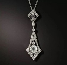 2.40Ct Art Deco Style Lab Created Diamond Anniversary 14K White Gold FN Pendants