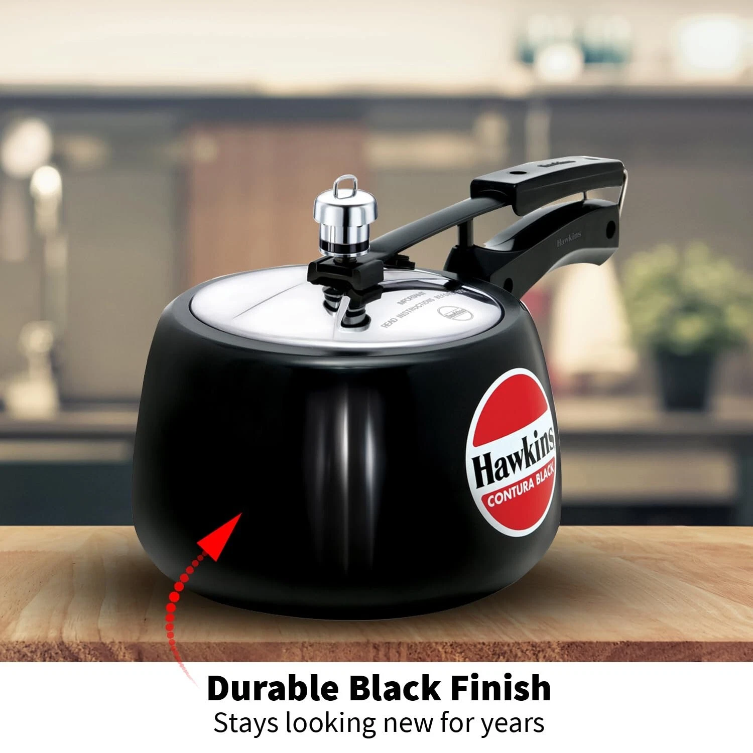 Hawkins Contura Black 3 litre Pressure Cooker Cooking Utensil Indian Style