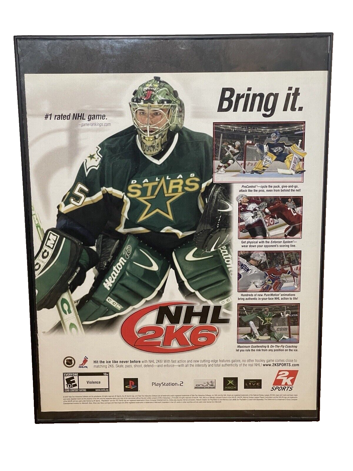 NHL 2K6 Hockey - Video Game Print Ad / Poster Promo Art 2005 Framed