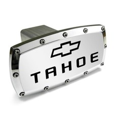 Cubierta de enganche de remolque con logotipo negro Chevy Tahoe (cromo)