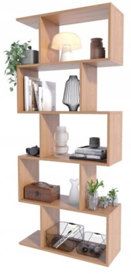 MATKAM BASK Bücheregal aus Holzspanplatten, B/H/T 76,4x176x28cm, Erle