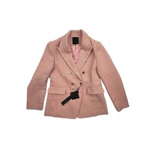 Mina Self Pink Metallic Tweed Double Breasted Blazer Jacket L