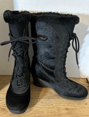 OSCAR Sport Vera Apres Ski Fur Sedge Boots Women's EU 40 Black Made In Italy